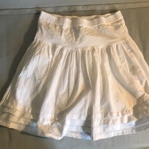 White Gap Cotton MP Knee Length Skirt Pin-tuck Hem